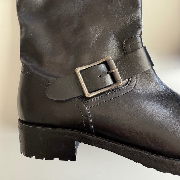 Free People NWOB Ride or Die Black Leather 2 Buckle Moto Engineer Boots sz 8.5 - Picture 7 of 11